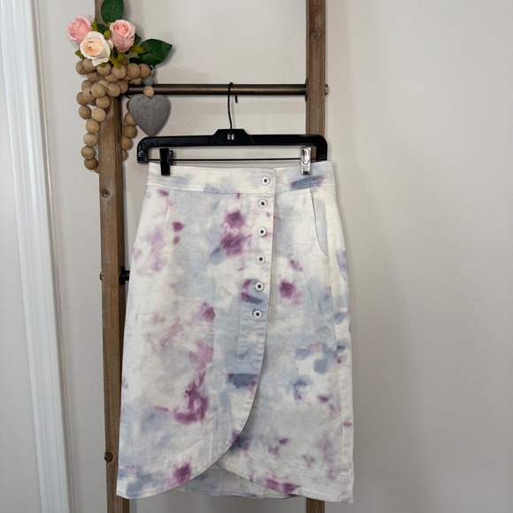 Anthropologie Kimmie Tie Dye Tulip Midi Skirt Size 0 - Picture 1 of 8